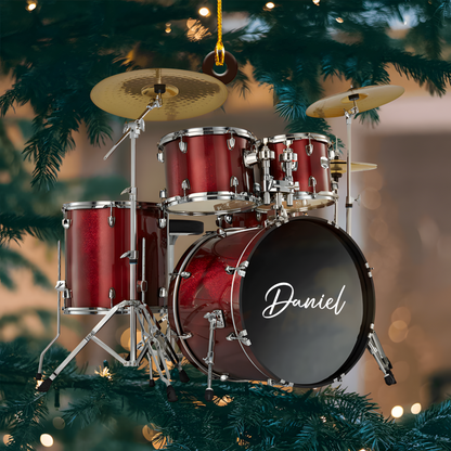 Personalized Drum Set Ornament 2025 – Custom Name Drummer Ornament, Perfect Christmas Gift for Music Lovers & Musicians Ornament