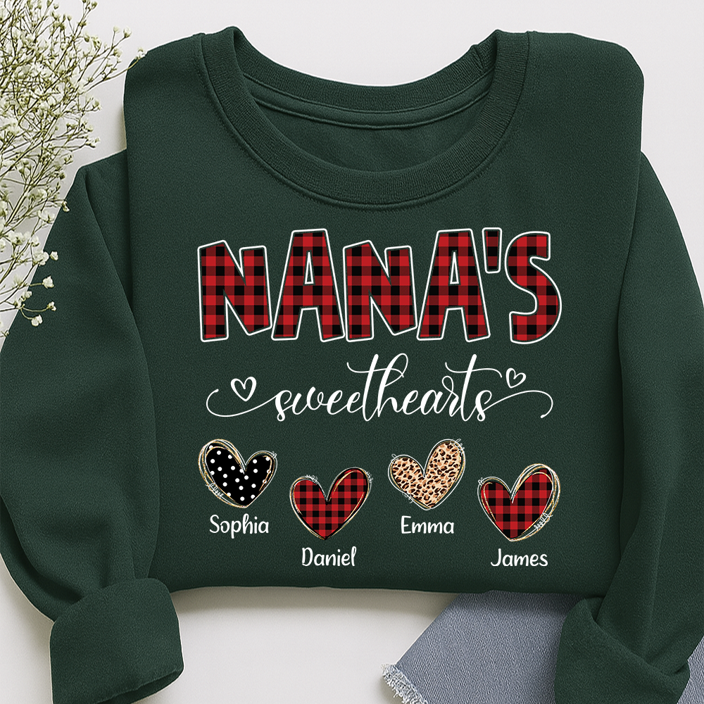 Nana’s Sweethearts Personalized Sweatshirt, Custom Grandma Sweatshirt With Grandchildren Names