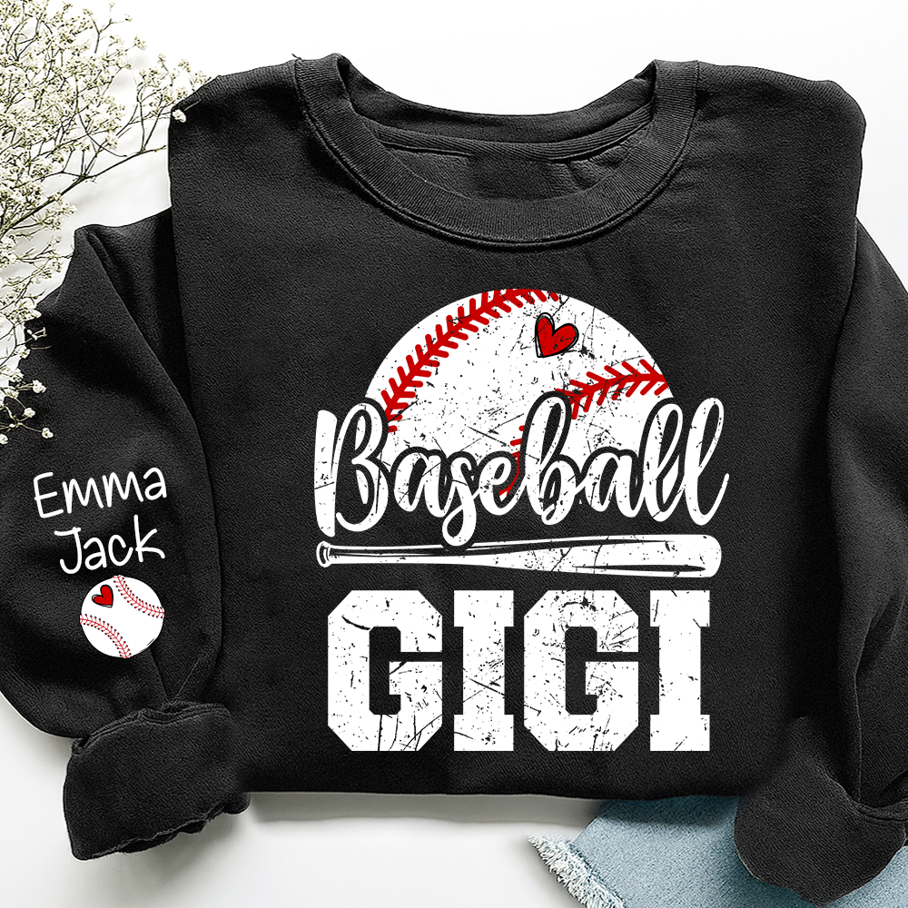 Custom Baseball Gigi Sweatshirt, Graphic Tee With Baseball And Heart Design for Gift Grandma And Kids