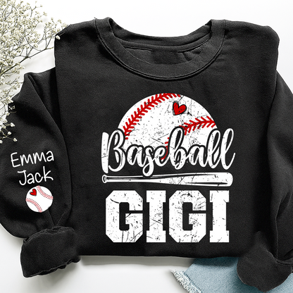 Custom Baseball Gigi Sweatshirt, Graphic Tee With Baseball And Heart Design for Gift Grandma And Kids
