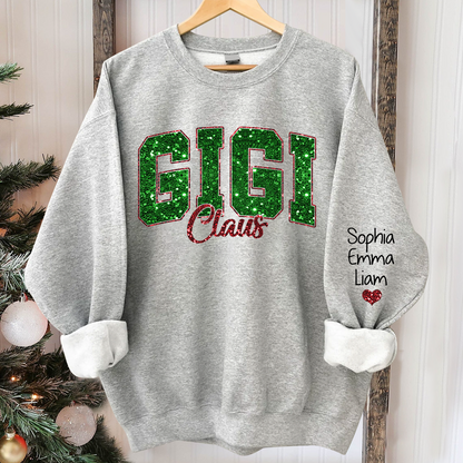 Custom Gigi Claus Green Christmas And Kids Sweatshirt