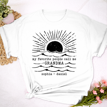 Personalized Grandma Beach Shirt, My Favorite People Call Me Grandma, Custom Grandkids Names Summer T Shirt, Grandma Gift