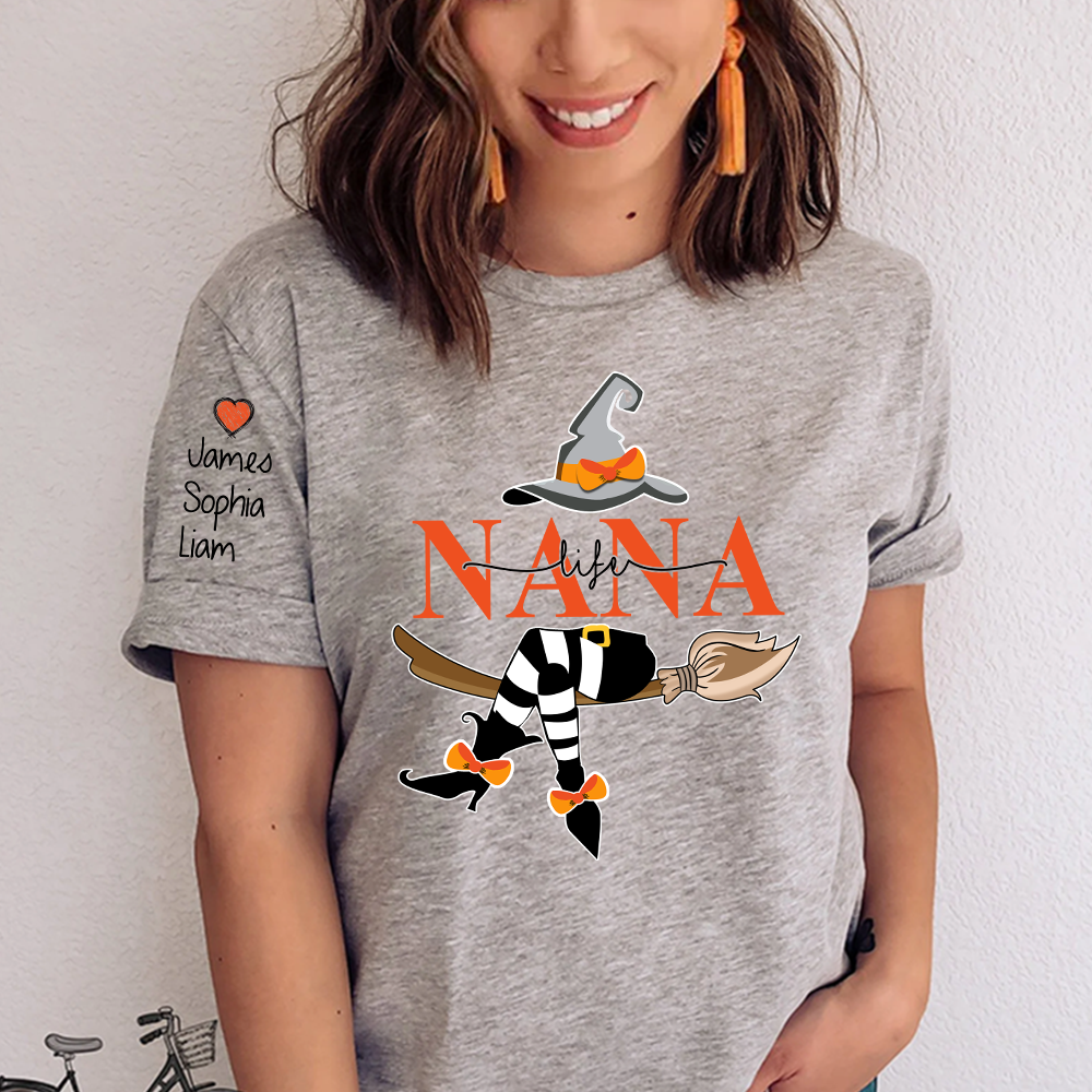 Personalized Nana Life Witch Shirt, Custom Grandma Halloween, Gif For Grandma TH T-Shirt