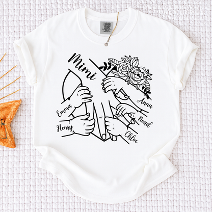 Comfort Colors Personalized Mimi Shirt Custom Grandkids Names Hands Holding Mimi Design Family Love Gift for Grandma