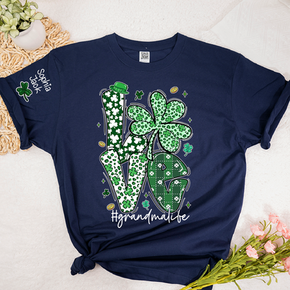 Love Grandma Life St. Patrick's Day t-shirt, I Love Being Called Nana family style spring t-shirt