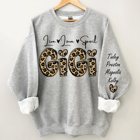 Personalized Live Love Spoil Gigi Sweatshirt, Custom Grandma And Kids Sweatshirt