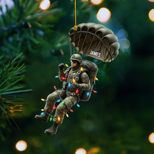 Personalized Paratrooper Ornament 2025 – Custom Military Soldier Christmas Decoration with Name Ornament