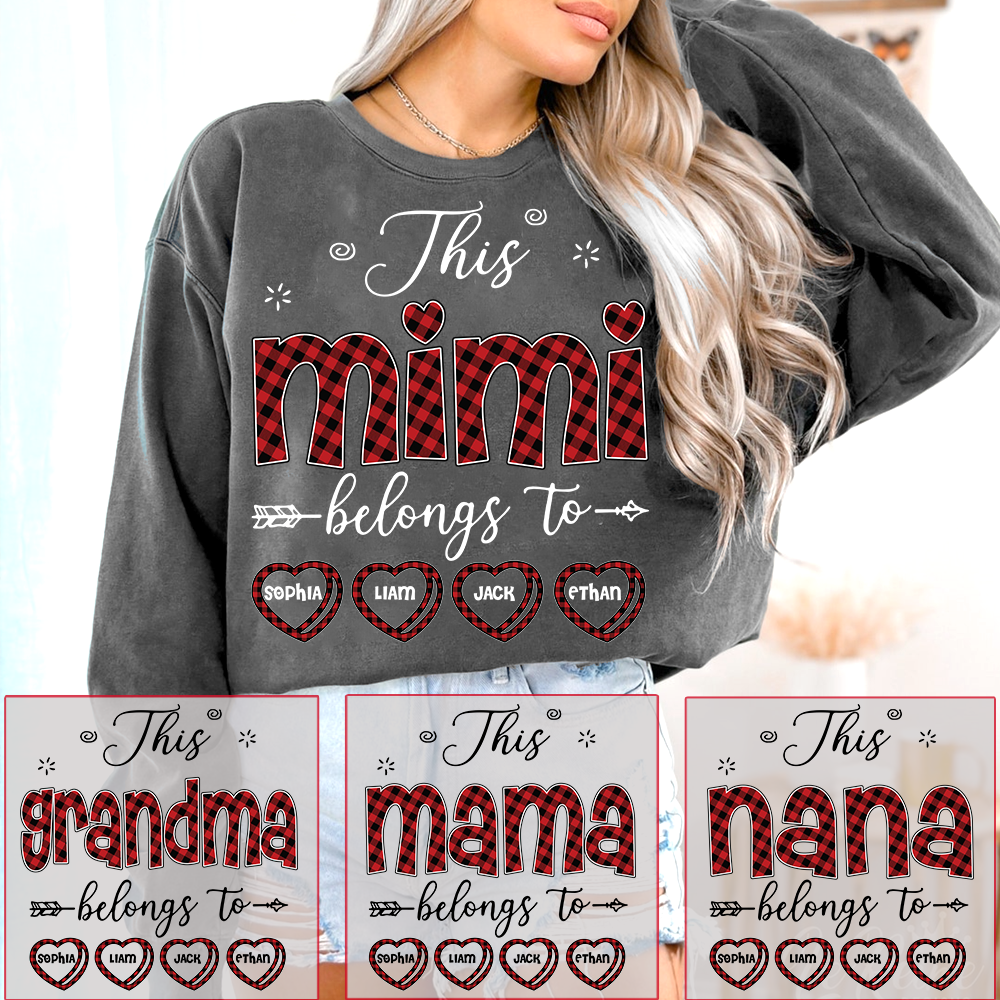 Design Caro Print Mimi Sweatshirt, This Mimi Belongs To Grandma And Kids