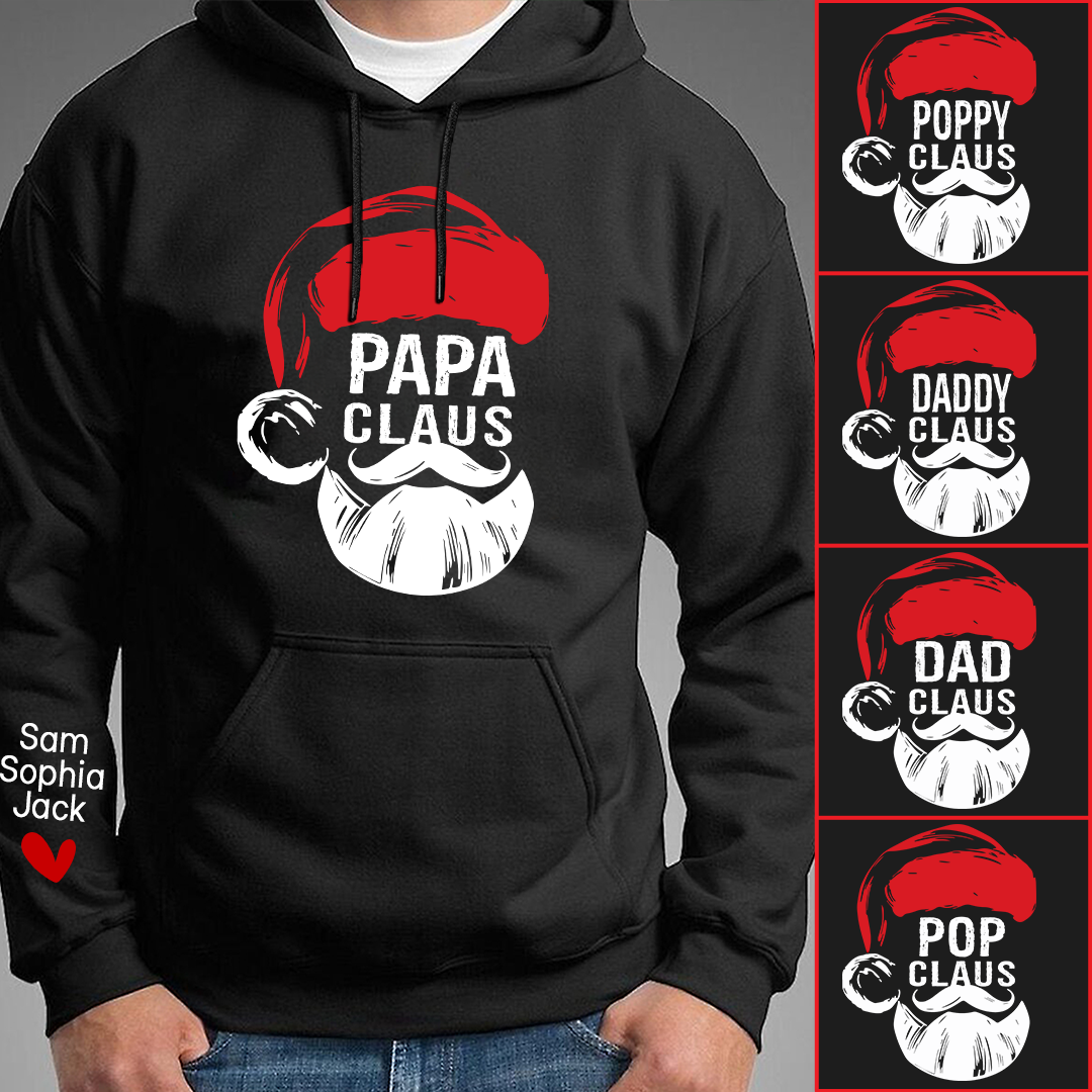 Custom Papa Claus Christmas, Gift For Papa And Kids Hoodie
