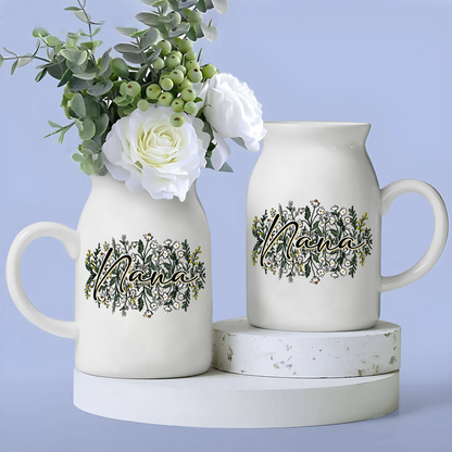 Daisy Doodles For Nana And Kids - Custom Home Decoration Flower Vase According To Family Requirements - Warm Gift For Mother's Day, Ceramic Flower Vase