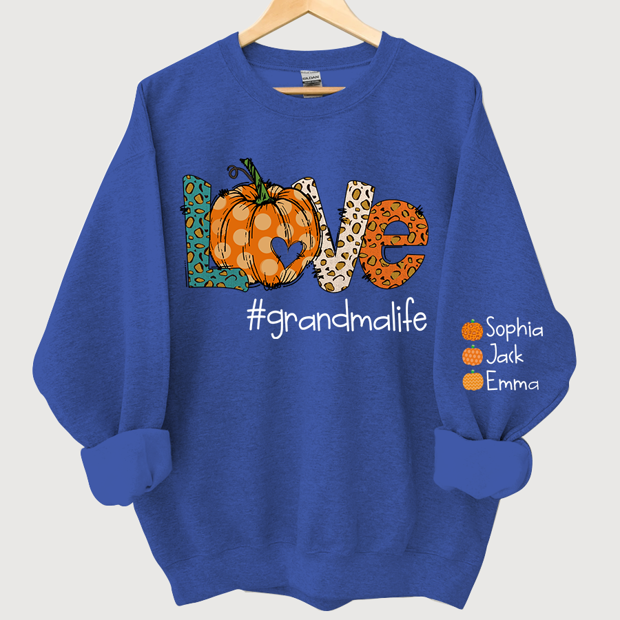 Love grandmalife Leopard ,Pumpkin Fall Personalized Autumn Sweatshirt