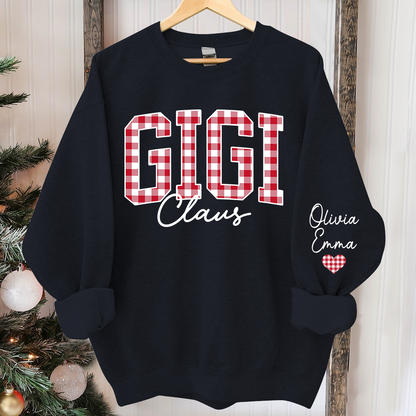 Custom Gigi Claus Red Caro Christmas With Kids Sweatshirt