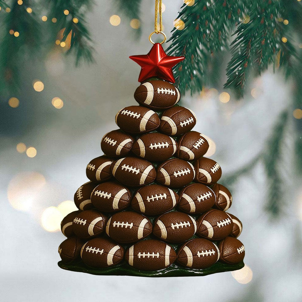 Football Tree Ornament 2025 – Unique Christmas Tree Decoration Gift for Football Players, Coaches & Sports Fans