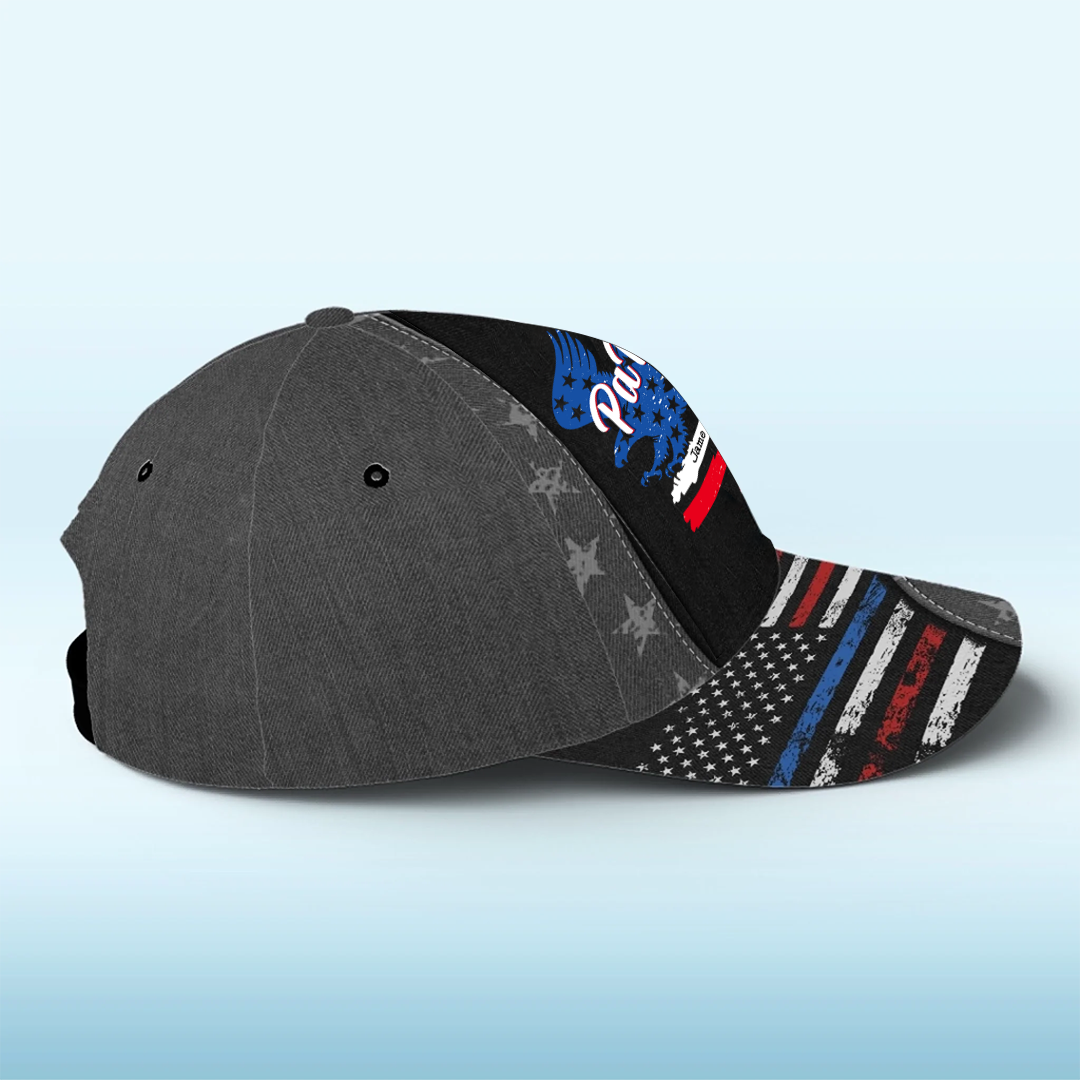 Papa with Grandkids Names 4th Of July Gift 3D Cap