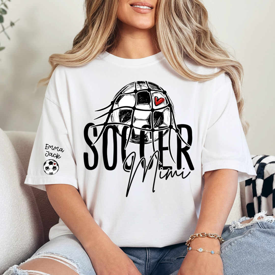 Personalized Soccer Mimi Shirt, Soccer Ball Family Names Tee