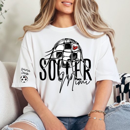 Personalized Soccer Mimi Shirt, Soccer Ball Family Names Tee