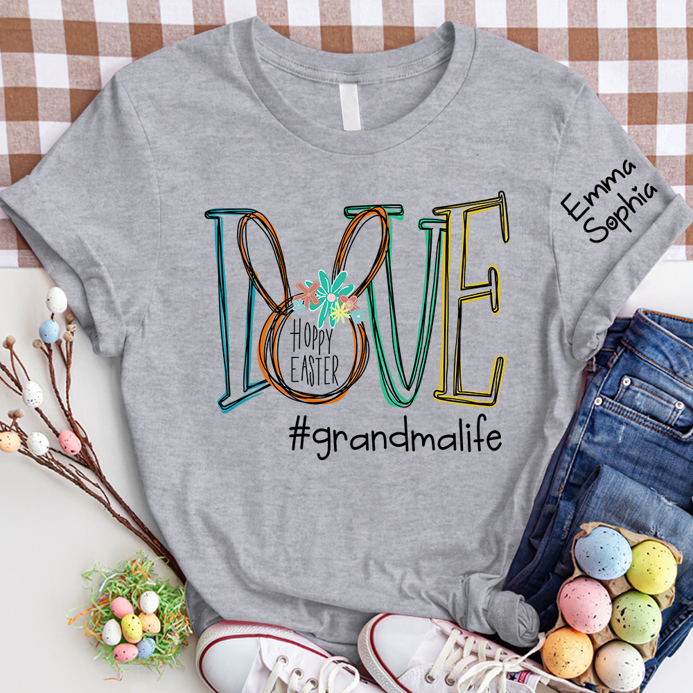 Love Grandma Life Bunny Shirt, Custom Grandma And Kids, Easter Days Gift TH T-Shirt