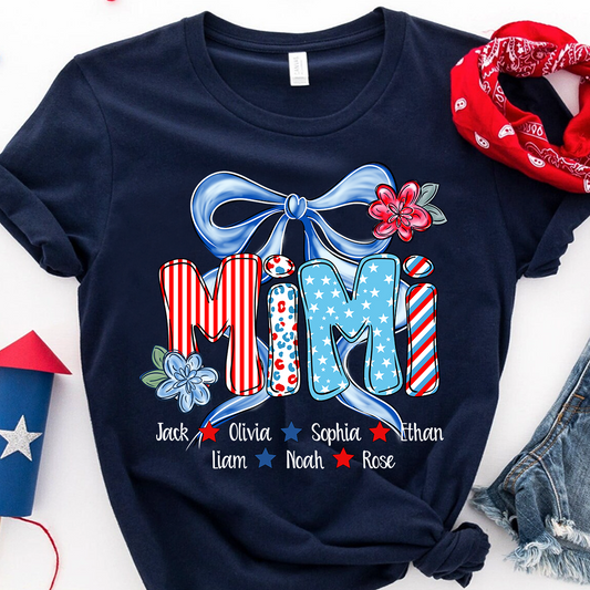 Patriotic Flag Flower, Custom Nickname Gift for Mimi and Kids