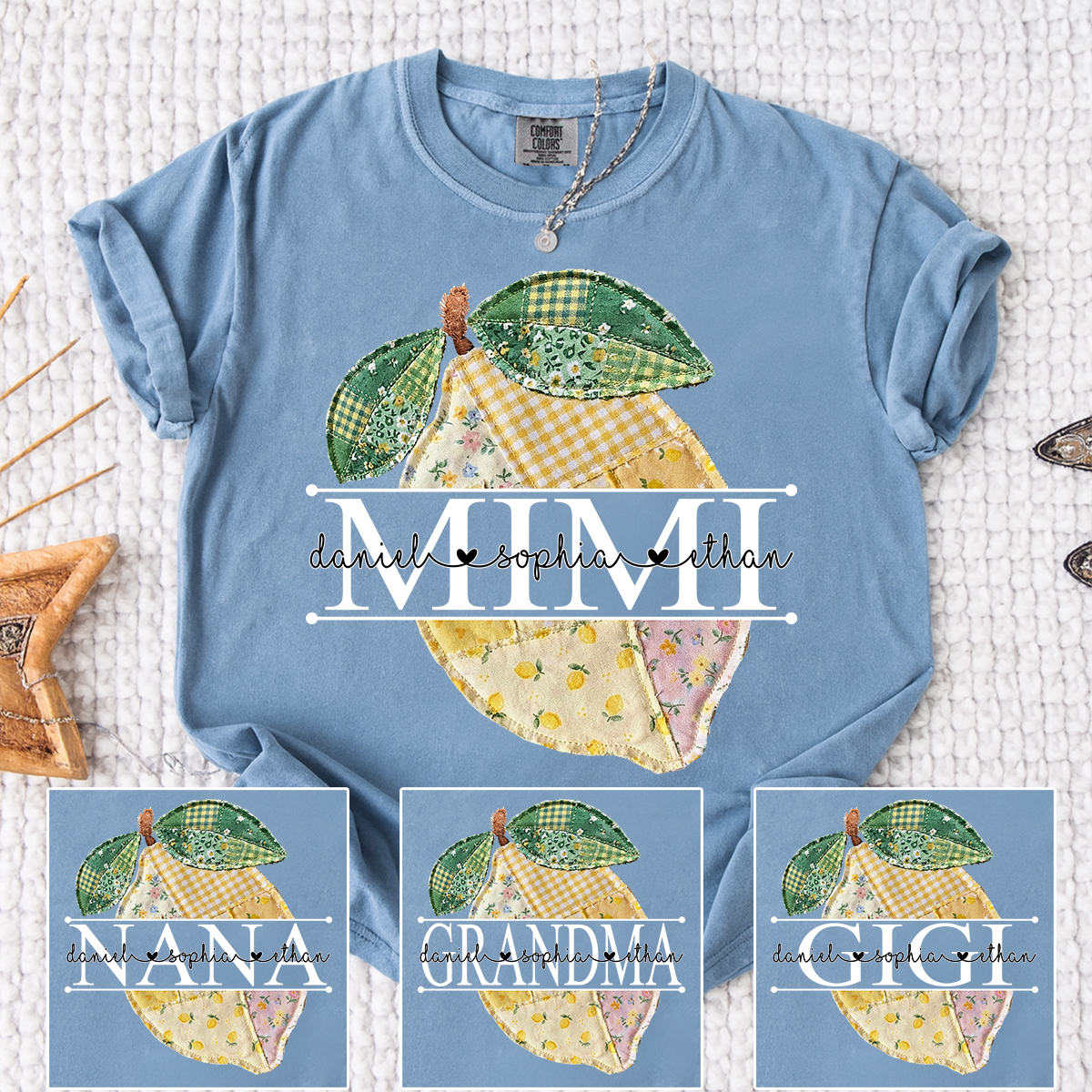 Comfort Colors® Mimi Lemon Shirt, Personalized Cute Summer Grandma Tee For Gift Grandma And Kids