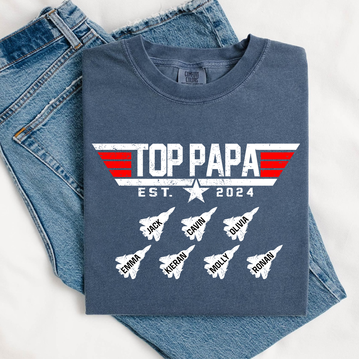 Comfort Colors® Custom Top Papa And Grandkids American 2026 T-Shirt
