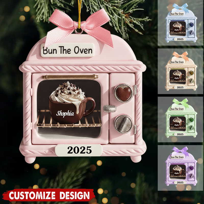 Personalized Bun In Oven Ornament – Custom Christmas Decoration, Heartwarming Pregnancy Reveal Gift Ornament