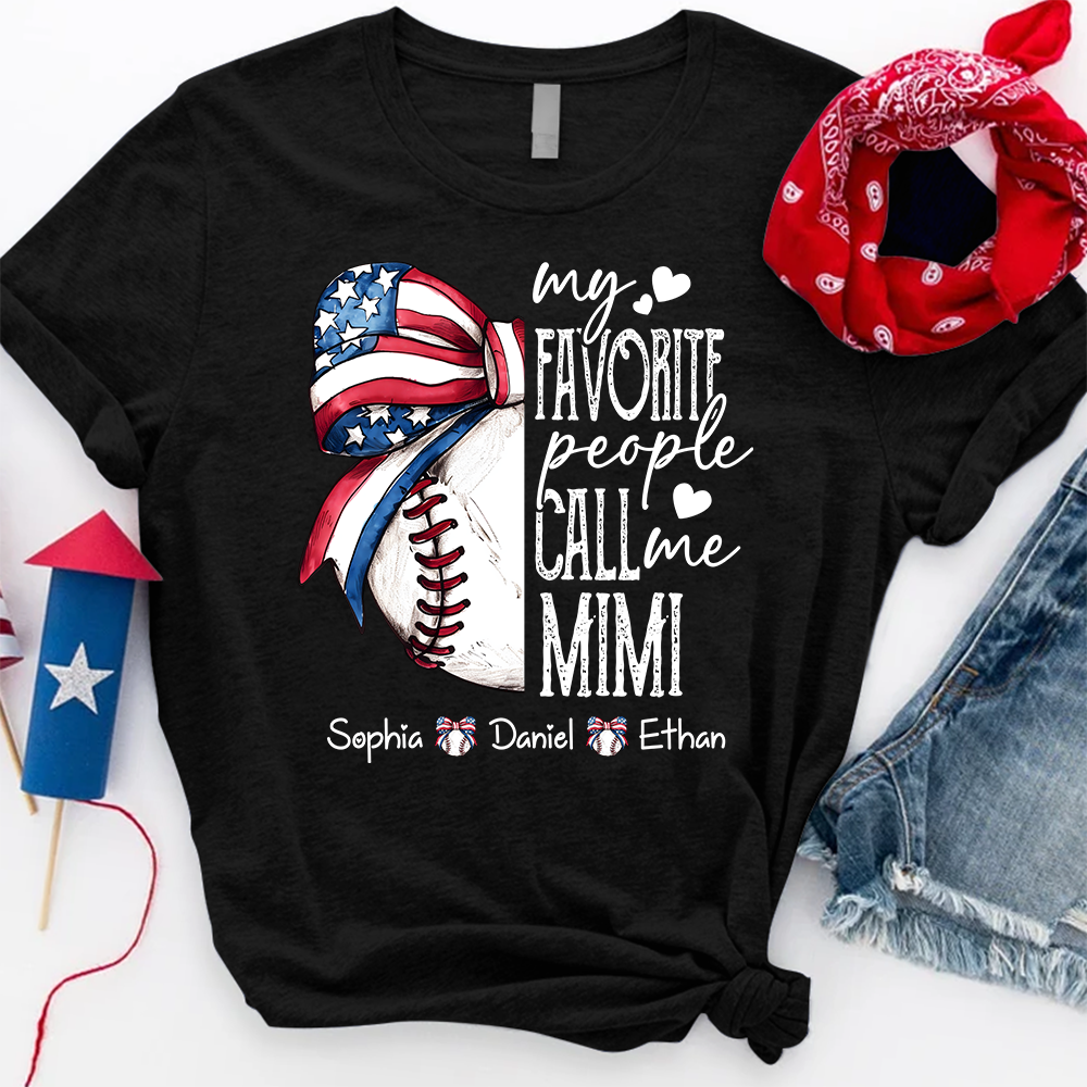 Personalized Mimi Baseball Shirt, My Favorite People Call Me Mimi T Shirt, Custom Grandma Baseball Gift with Kids Names