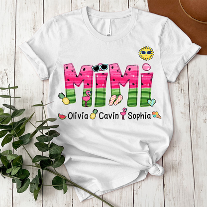 Custom Mimi Watermelon Summer Shirt, Personalized Nickname And Grandkids T-Shirt