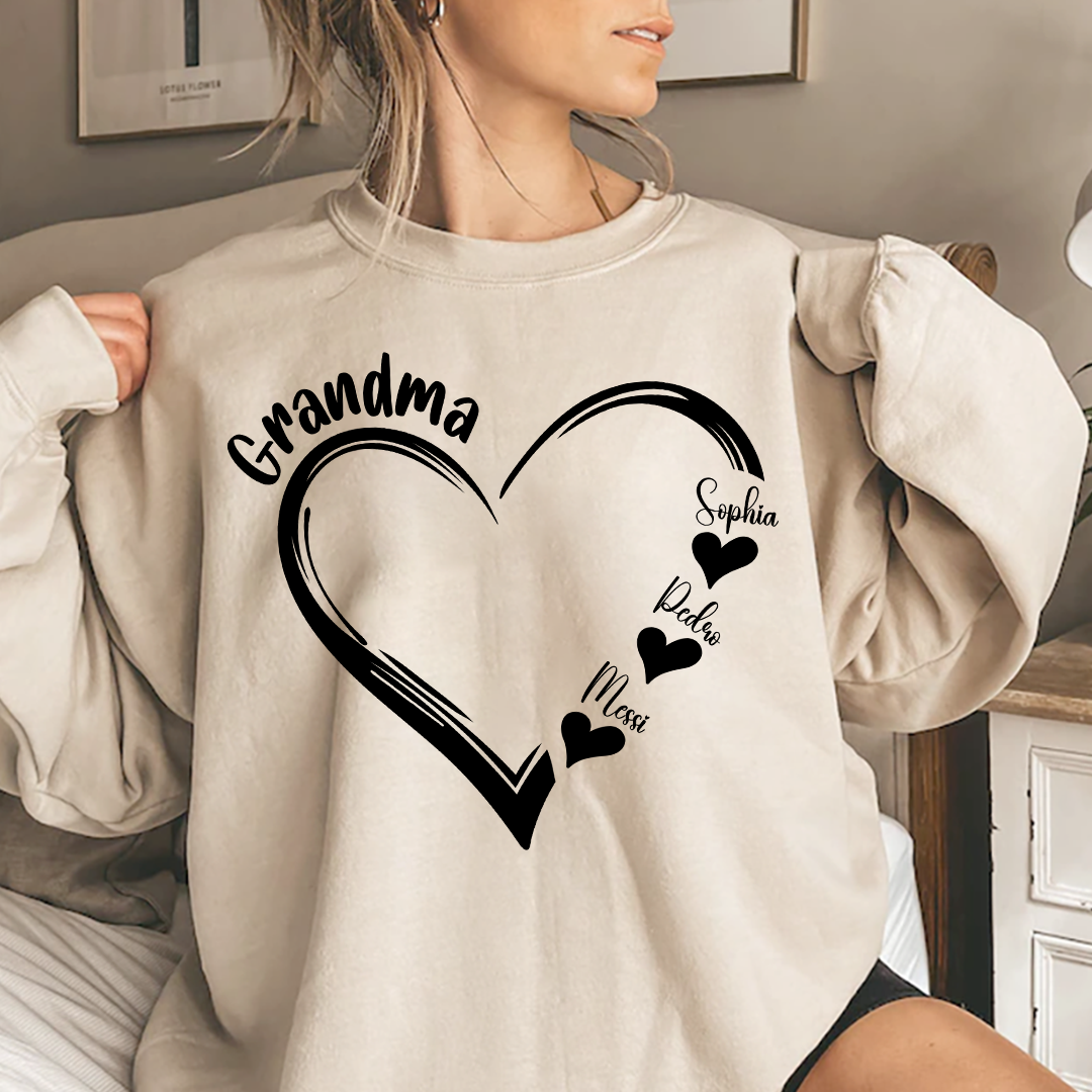 Custom Name Valentine Heart Grandma And Kids LTP01