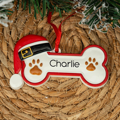 Custom Dog Ornament 2025 – Personalized Pet Name Bone Ornament, Cute Paw Print Christmas Decoration