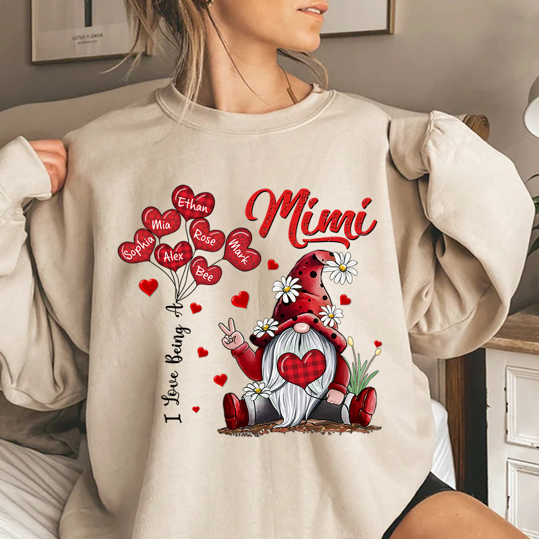 I Love Being A Mimi Gnome Heart With Grandkids Sweatshirt