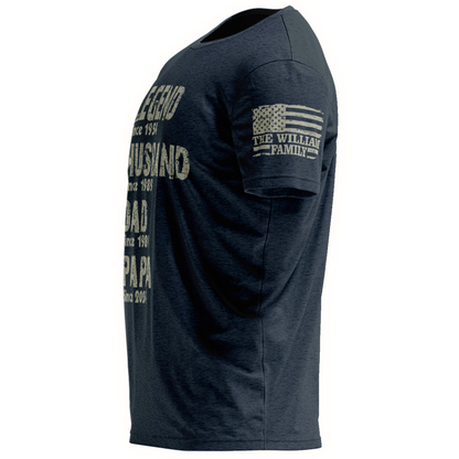Legend Husband Dad Grandpa Shirt, Personalized Christmas Gift for Grandpa 2025, Custom Family Year Shirt for Dad Husband, Vintage American Flag Tee for Men