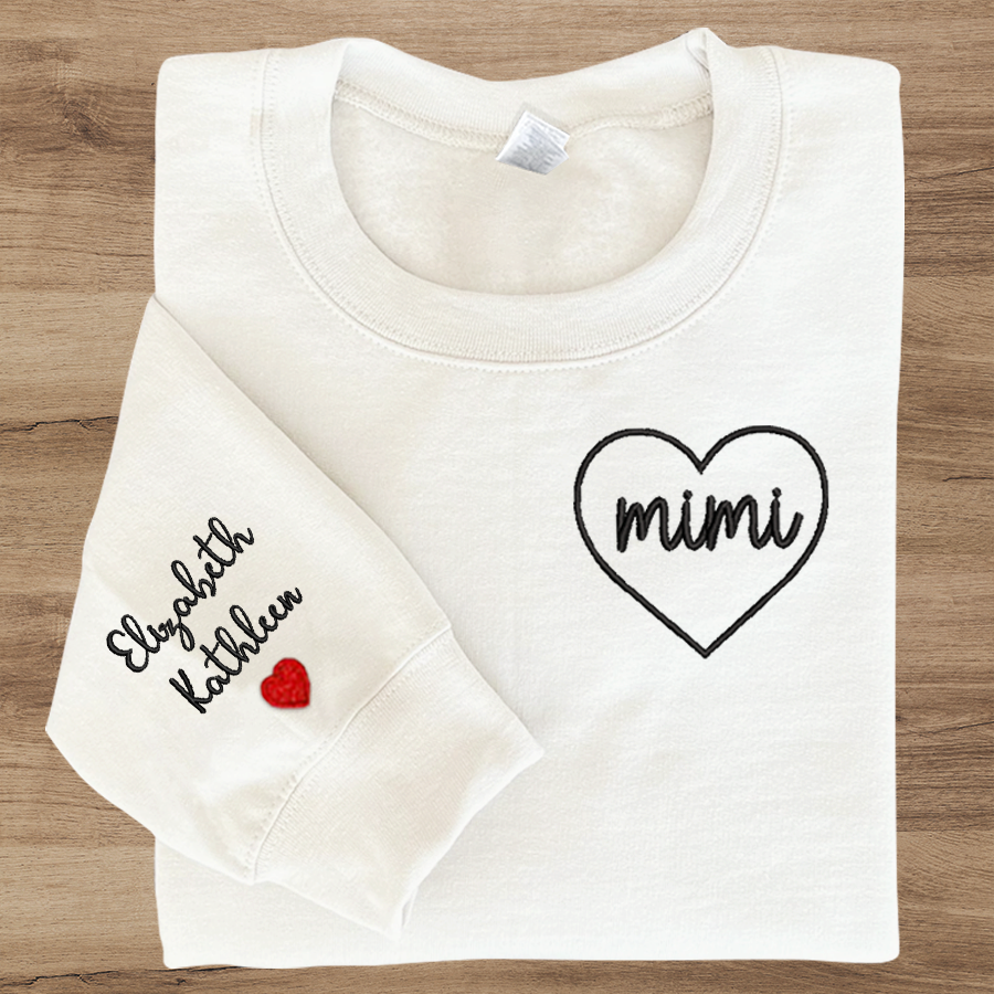Mimi Embroidered Sweatshirt, Custom Mimi And Kids, Grandma Gift TH Sweatshirt
