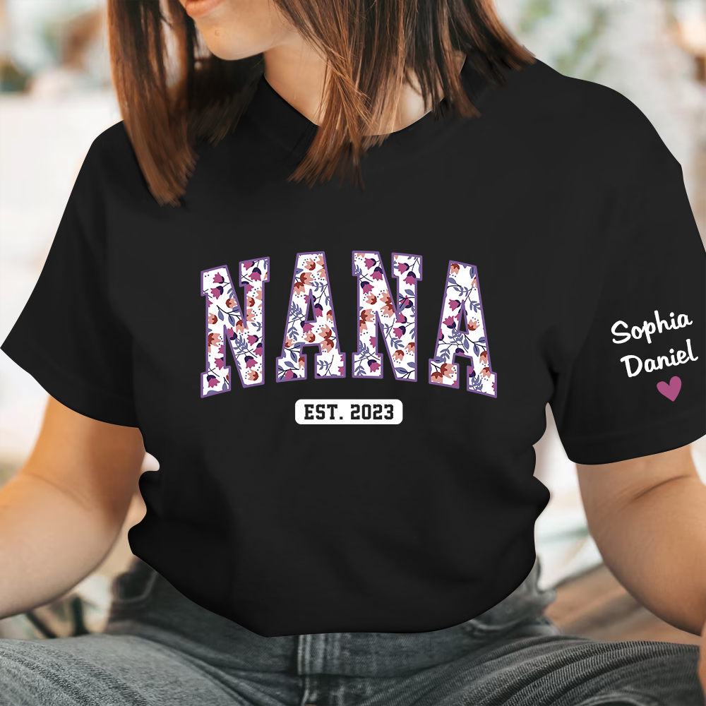Nana Est Flower Pattern And Kids TH-1 T-Shirt