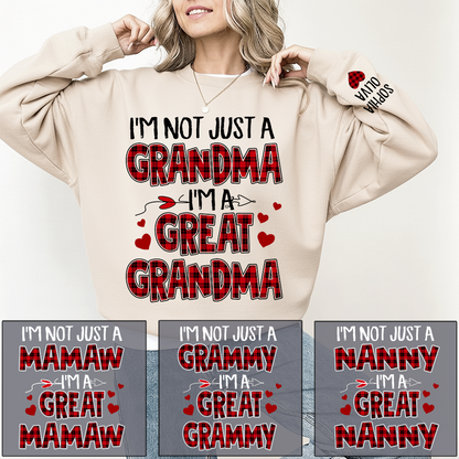 I’m Not Just a Grandma I’m a Great Grandma Sweatshirt, Personalized Buffalo Plaid Heart Shirt
