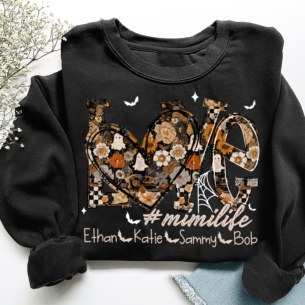 Love Mimi Life Halloween Sweatshirt Outfit for Grandma And Kids