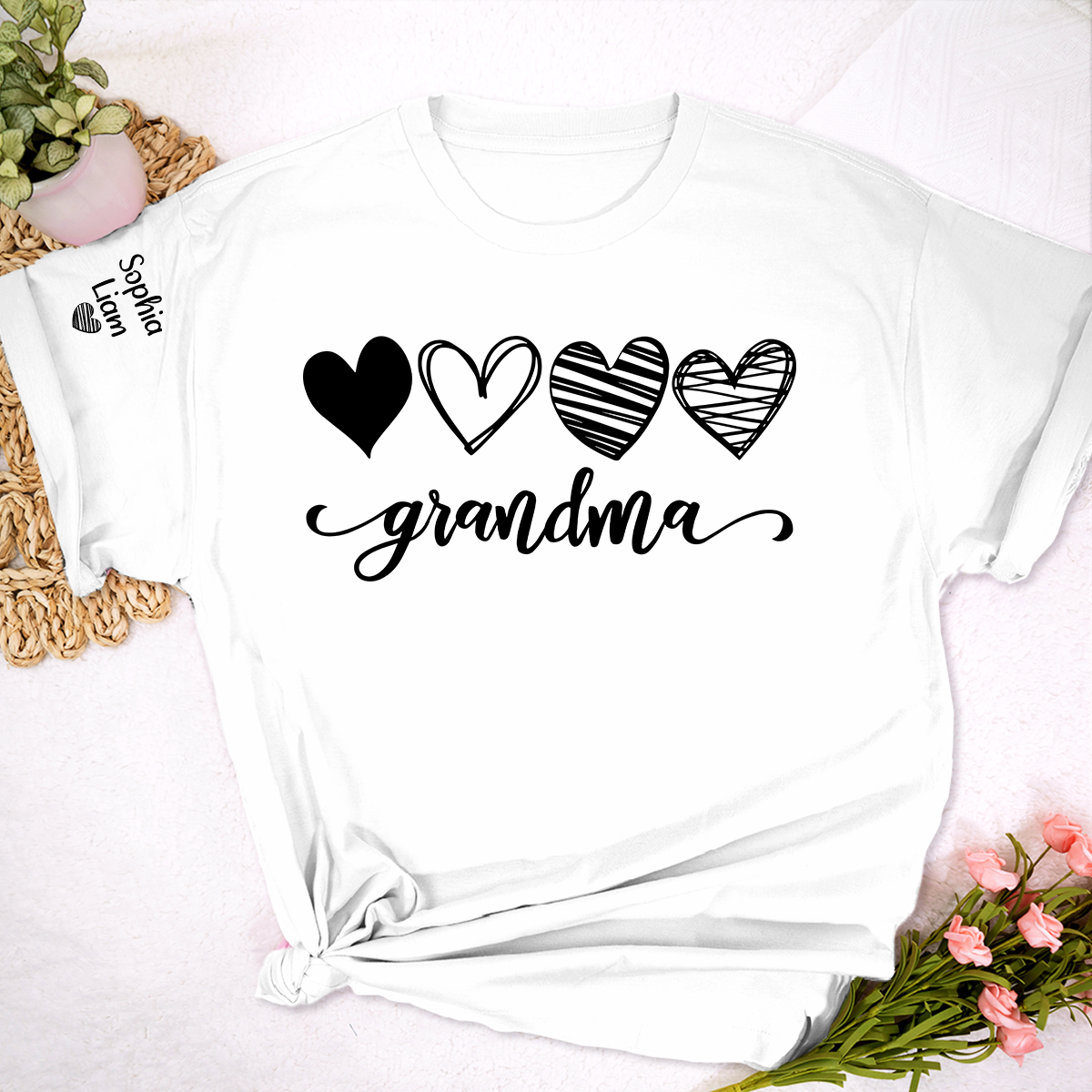 Grandma Script Shirt with Heart Design, Trendy Grandma T-Shirt for Birthday or Mother’s Day