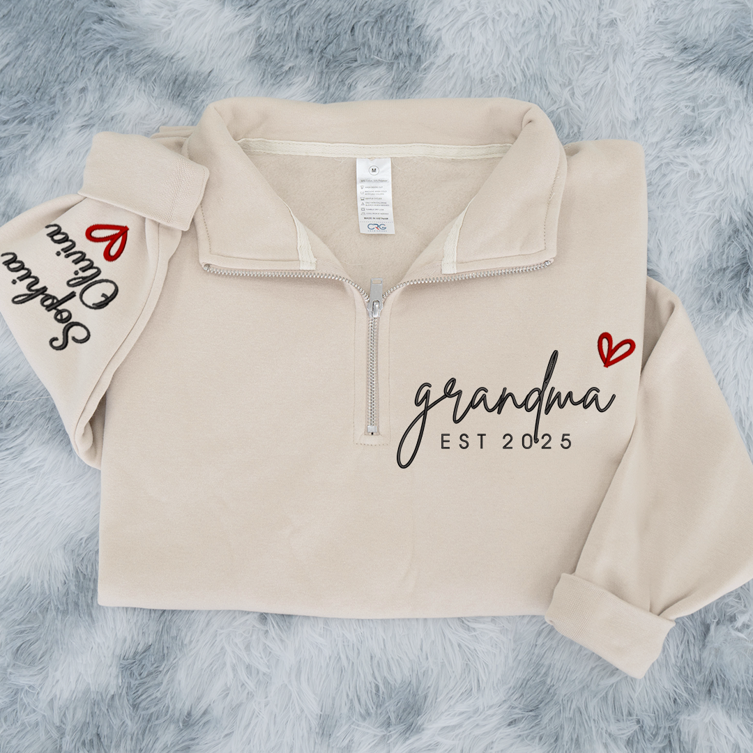 Personalized Hand Embroidered Grandma Sweater, Gift for Grandma and Kids