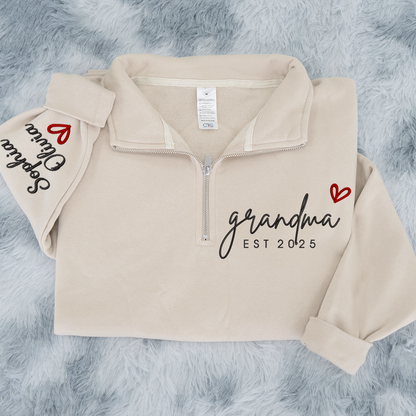 Personalized Hand Embroidered Grandma Sweater, Gift for Grandma and Kids