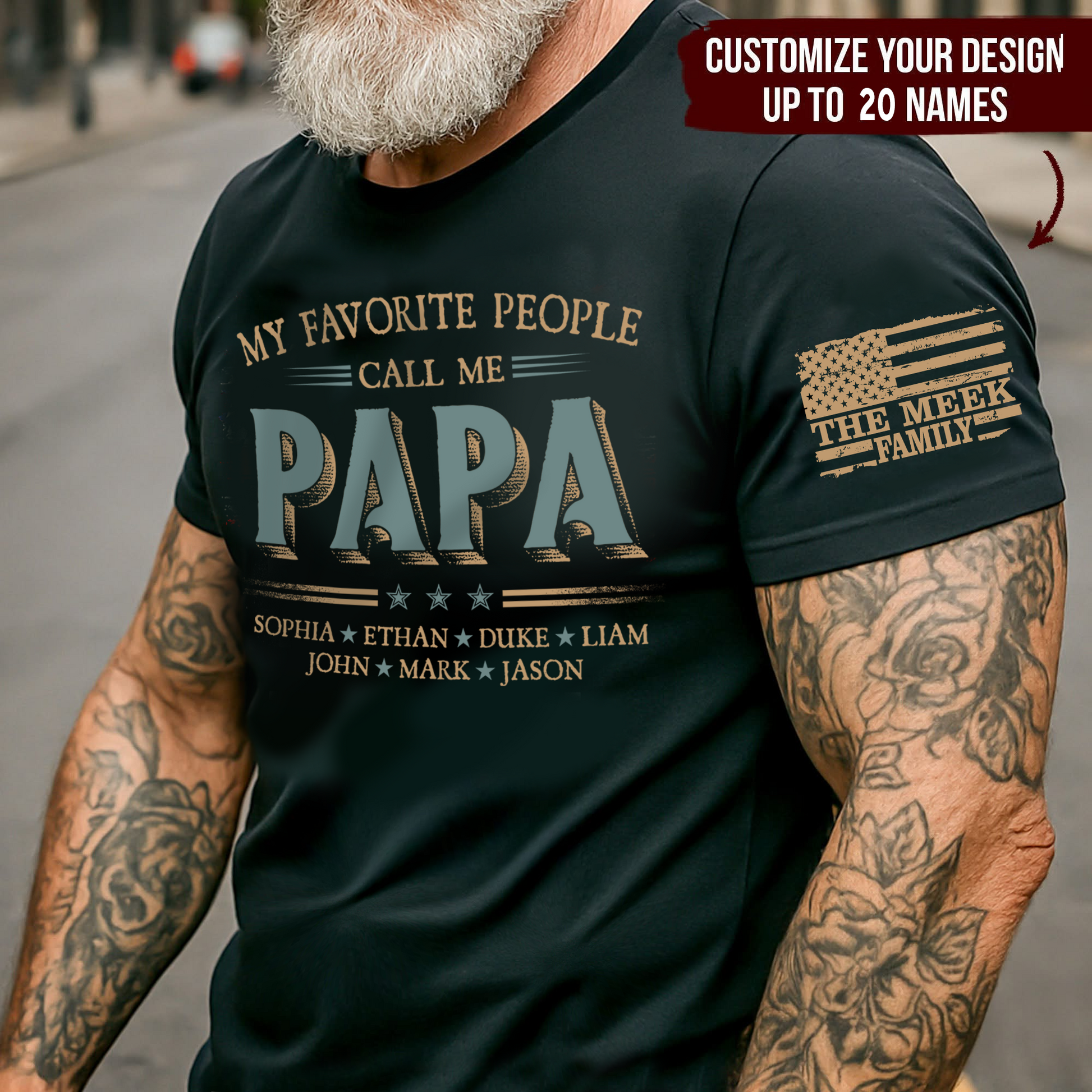 Personalized Papa Shirt with Kids Names, My Favorite People Call Me Papa T-Shirt Gift for Dad