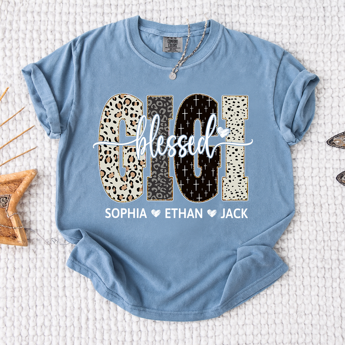 Comfort Colors® Bible Style Design, Custom Gift For Blessed Gigi And Her Grandchildren