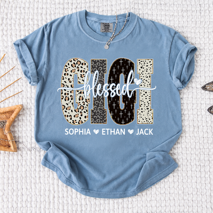 Comfort Colors® Bible Style Design, Custom Gift For Blessed Gigi And Her Grandchildren