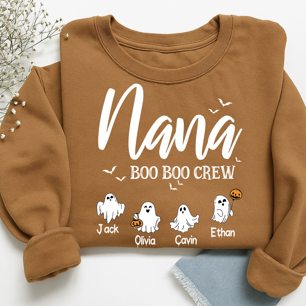 Custom Halloween Grandma, Nana Boo Crew Sweatshirt, Custom Gifts for Gigi and Kids