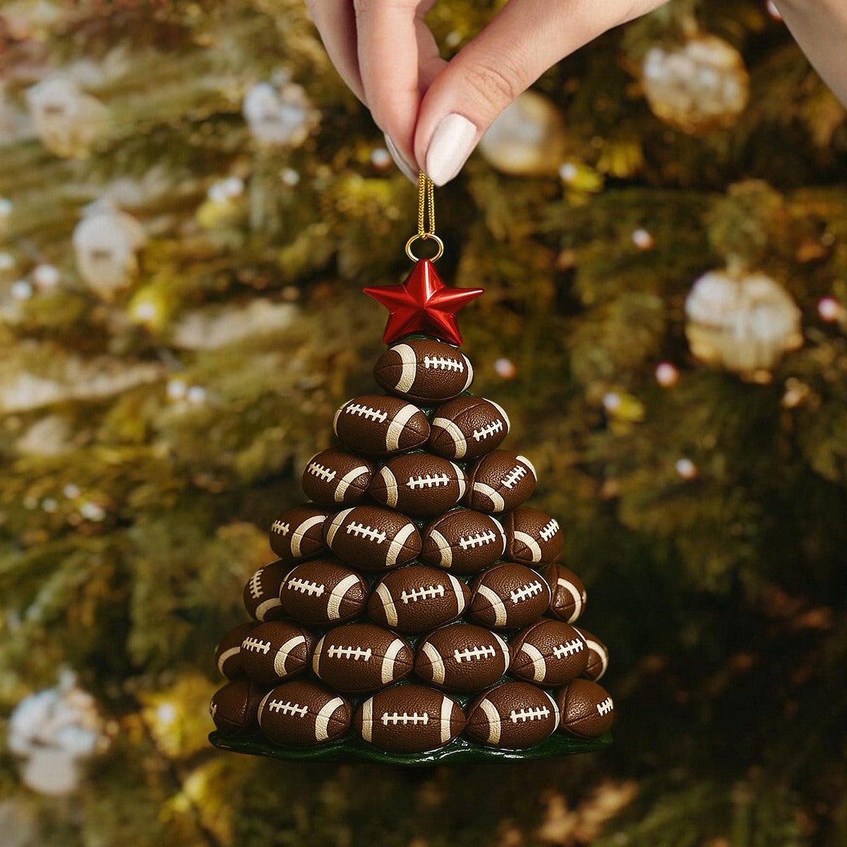 Football Tree Ornament 2025 – Unique Christmas Tree Decoration Gift for Football Players, Coaches & Sports Fans