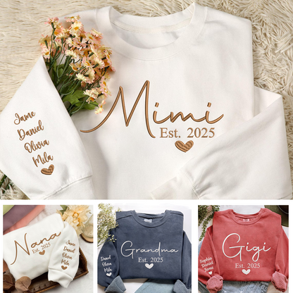 Custom Embroidered Grandma Nana Mimi Est And Grandkids