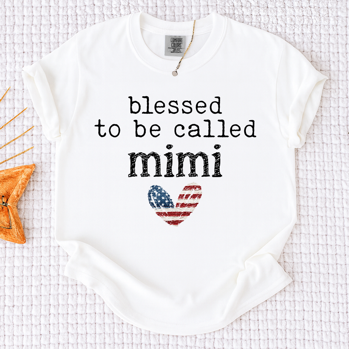 Comfort Colors Blessed To Be Called Mimi Shirt, Cute Mimi Grandma T Shirt, Patriotic Heart Design, Gift for Grandma Mothers Day