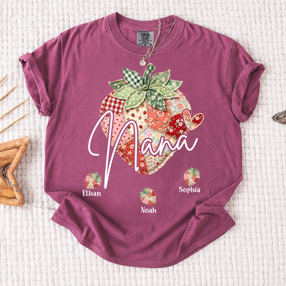Comfort Colors® Nana Strawberry Graphic Tee, Fun and Sweet Personalized Grandma Shirt For Gift Nana And Kids