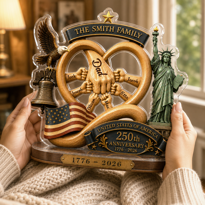 Personalized Family Fist Bump 250th USA Anniversary Decor - Custom Shaped Acrylic Plaque