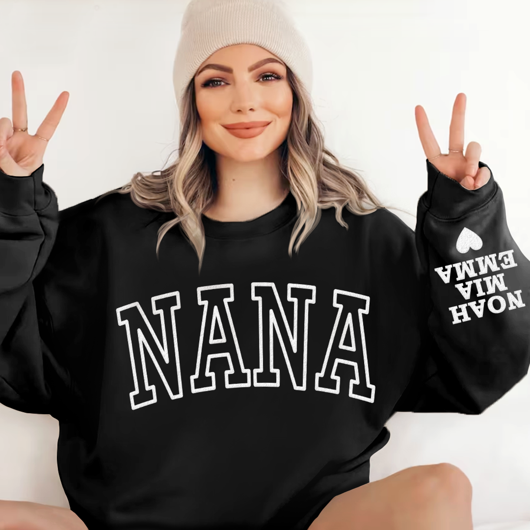 Personalized Mama Sweatshirt, With Kid Names On Sleeve, Mothers Day Gift LTP01