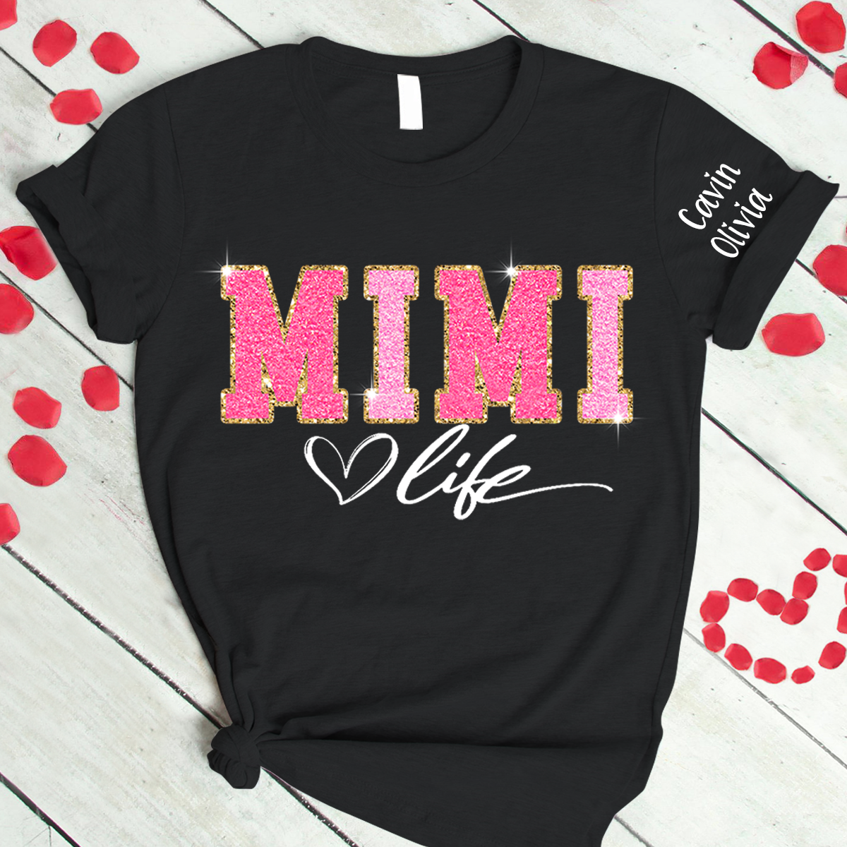 Custom Mimi Life Glitter Mother's Day 2024 T-Shirt