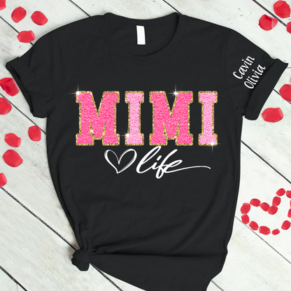 Custom Mimi Life Glitter Mother's Day 2024 T-Shirt